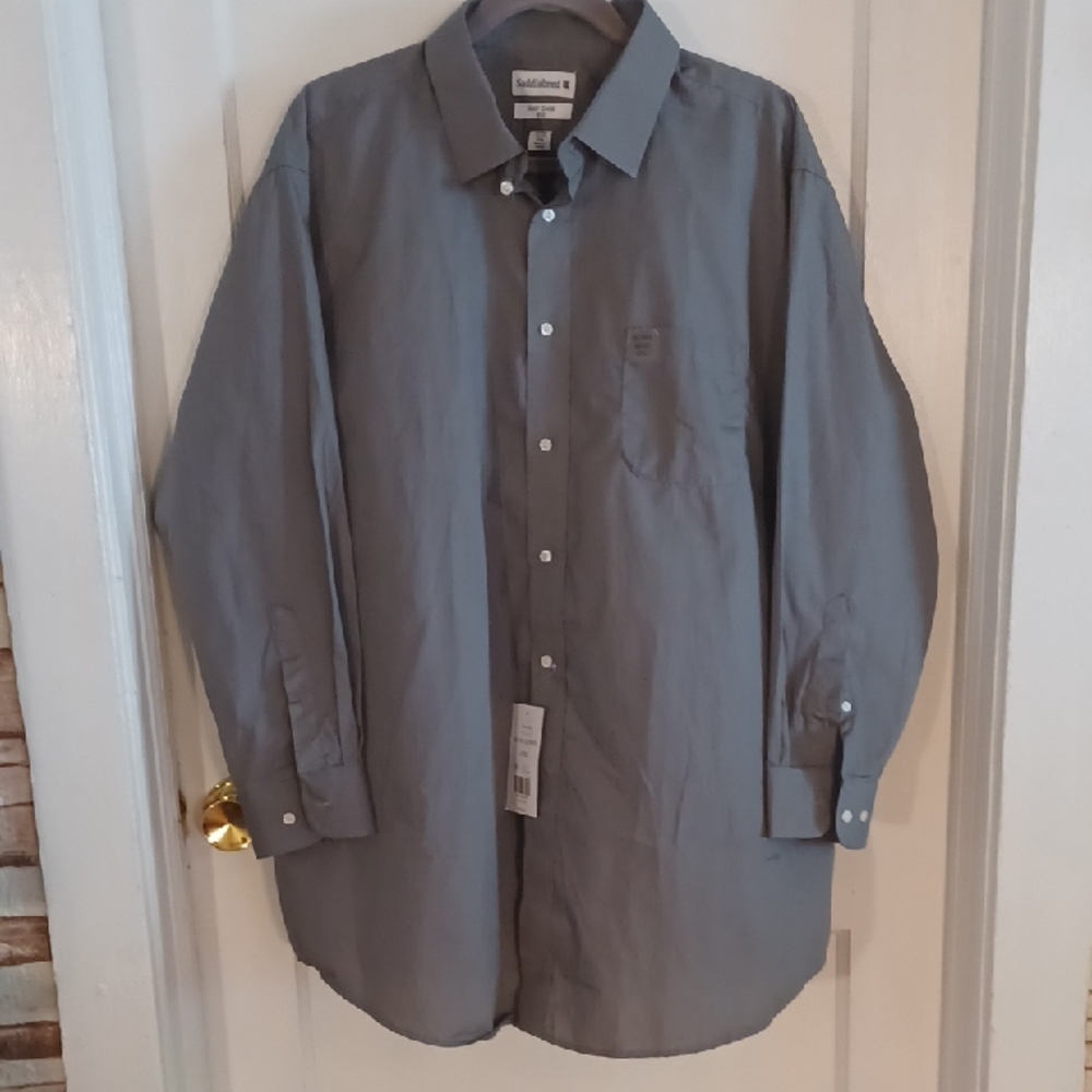 Saddlebred Gray Casual Button Down Shirt 2xlarge Big And Tall